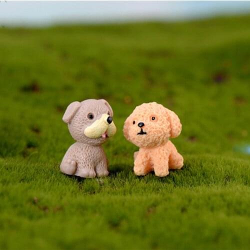 1PC Mini Cute Resin Dog Ornament Family Decoration Fairy Garden Figurines Miniature Cake Decor Craft Terrariums Micro Landscape