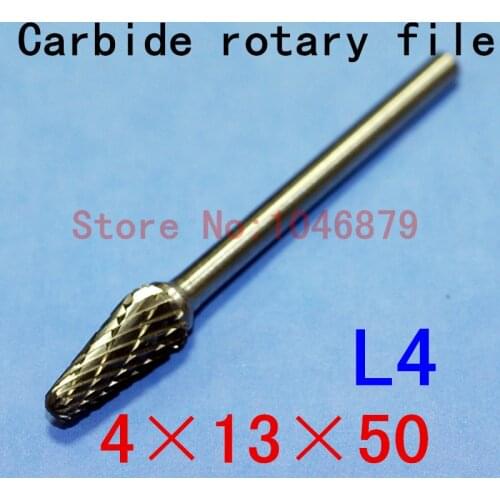 10 / box. Head: 4mm. Shank Diameter: 3mm. Carbide burrs, Carbide, Carbide rotary burrs, deburring tools. L4 * 13 * 50