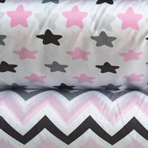 100% Cotton twill simple nordic wind grey/pink stars zigzag chevron for DIY sheet cushions textile curtain fabric ttissues cloth