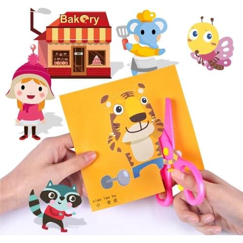 100Pcs/Set Kids Cartoon Animal Color Paper Folding And Cutting DIY Educational Toys For Children Creative Arts And Crafts Gift