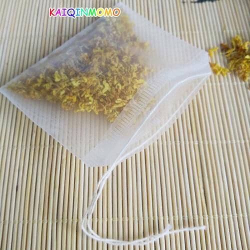 100pcs/Lot Nylon Tea Bag Filter Empty Transparent Leaf Plant Teabags with String