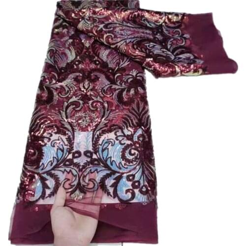 2021 African Mesh Lace Fabric High Quality Lace Sequins French net tulle Lace Fabric Mesh Lace For Wedding Dress Sewing y66-629