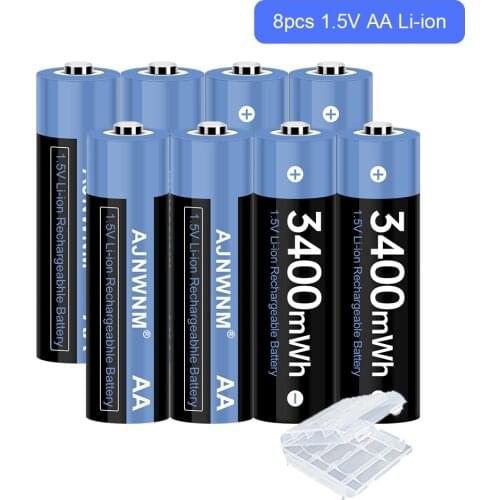 AJNWNM 100% Original 1.5v AA Rechargeable Battery 3400mWh Li-ion Battery AA 1.5V rechargeable battery AA