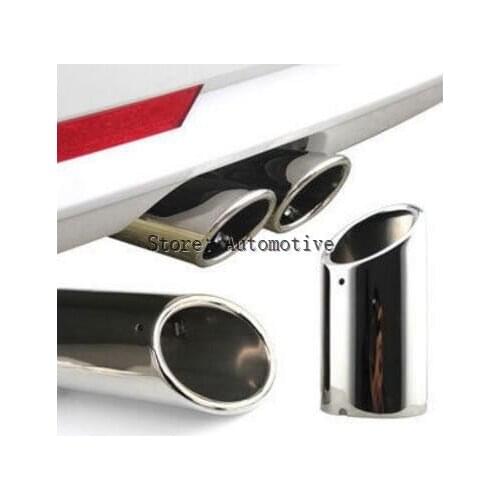 Accessories 2PCS FIT FOR AUDI Q3 2.0 2011~2013 EXHAUST MUFFLER TIP PIPE TAILPIPE FINISHER END TRIM STAINLESS STEEL