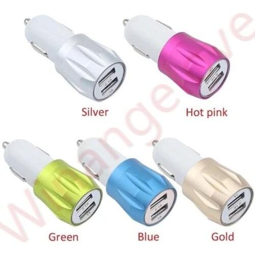 Aluminium Alloy Car Charger Dual usb ports 2.1A+1A Usb car charger adapter for iphone x 8 7 for samsung s9 s8