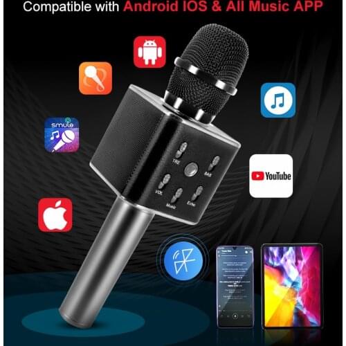 TOSING Q9 Wireless Portable Karaoke Microphone with LED Light Speaker Bluetooth Machine for Smartphone Perfect Home