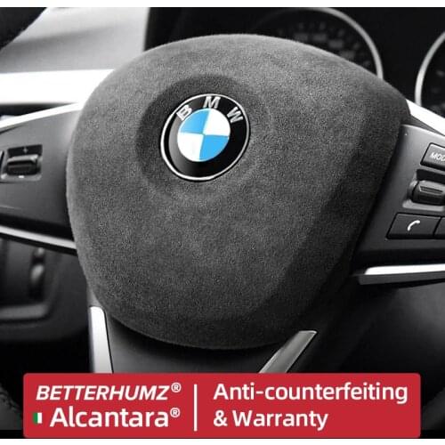 BETTERHUMZ For BMW X1 F45 F46 Interior Alcantara Wrap Steering Wheel Airbag Cover Horn Frame F20 F21 F22 F30 F32 F36 Accessories