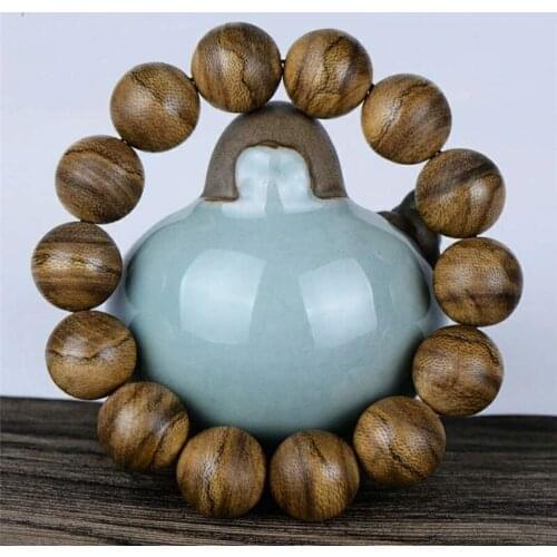 16mm Natural Agilawood Aloeswood Wood Big Round Bead Powerful Stretch Bracelets For Women And Men Drop Shipping