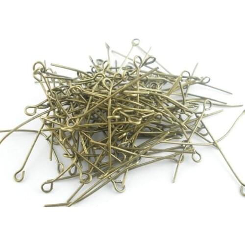 DoreenBeads 400 PCs Bronze Color Eye Pins Findings 40x0.7mm