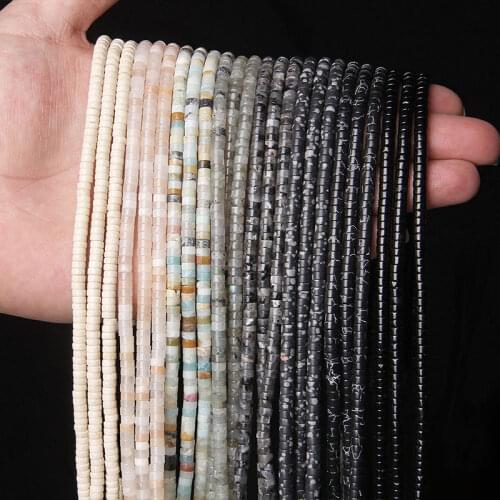 4x2mm Natural Stone Spacer Beads Multicolor Flat Disc Round Stone Quartzs Jades Loose Beads Charm Jewelry Making Bracelet DIY