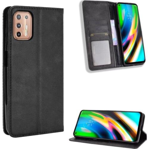 Suitable for MOTO G9 plus anti-drop magnetic card mobile phone case clamshell leather retro luxury wallet case