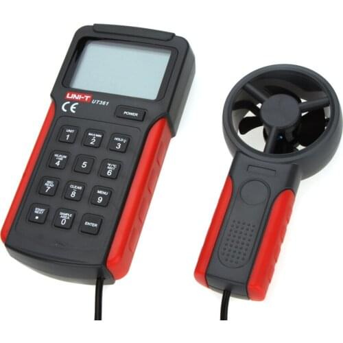 UNI-T UT361 Digital Air Flow Meter Tachometer Anemoscope Anemometer Data Hold with Temperature Measurement LCD Backlight