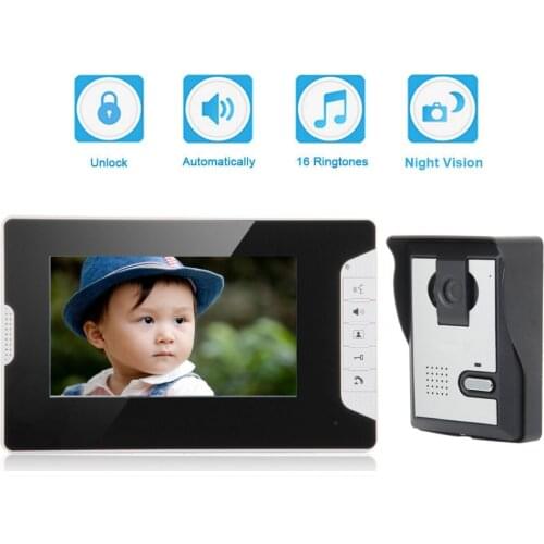 Home Wired 7 Inch Video Door Phone Intercom Entry System 1 Monitor 1 Waterproof Door Bell Camera