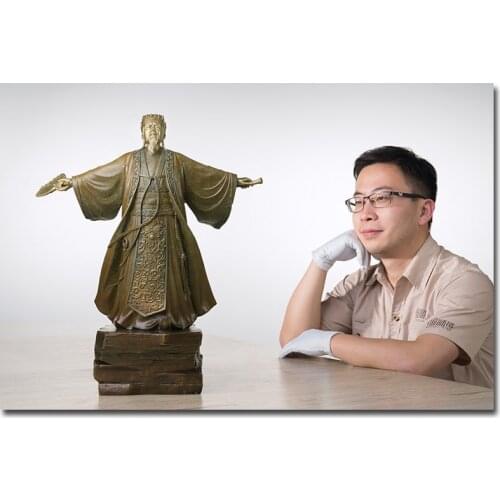 Limited Edition 50CM HOME OFFICE business Military political figures Militarist Zhu Geliang Kong Ming FENG SHUI brass statue