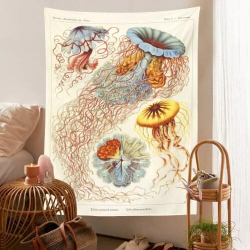 Tapestry Colorful Jellyfish Wall Hanging Tapestry Psychedelic Marine Life Tapestries for Bedroom Living Room Decor Aesthetic