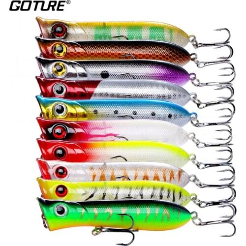 Goture 10 piece Popper Fishing Lure Wobblers Crankbaits Isca Artificial Bait Pesca 8cm/11.6g For Freshwater Saltwater Fishing