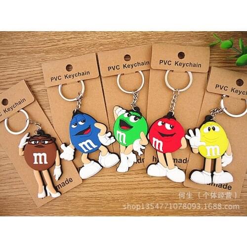 IVYYE Chocolate Bean Style Cartoon Anime Key Chain PVC Figure Keyring Toy Keychain Keyholder Birthday Gift NEW Trinkets