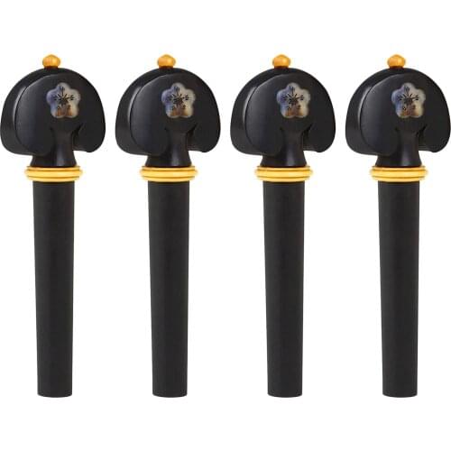 4Pcs Violin Tuning Pegs Ebony Hand Carved Tuning Pegs for 3/4 4/4 Violins Instruments Replacement