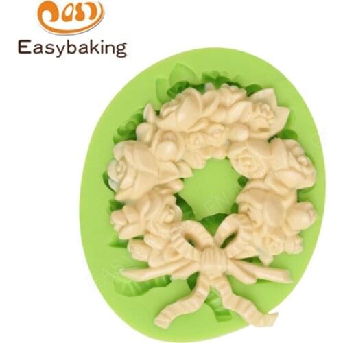 Beautiful Wreath Silicone Fondant Cake Decoration Molds Chocolate Candy Mould Kitchen Baking Tool for Sugarcraft