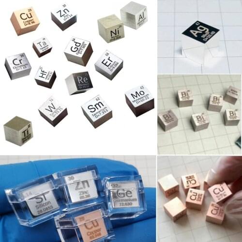 High Purity 99.95% Cu/Fe/Nb/Zr/Ni Cube Carved Element Periodic Table 10mm/25.4mm
