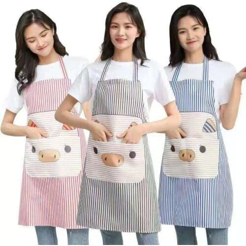 1Pcs Kitchen Cooking Apron Waterproof Anti-oil Apron Cartoon Pig Printed Sleeveless Polyester Apron Cleaning Tool Accessories