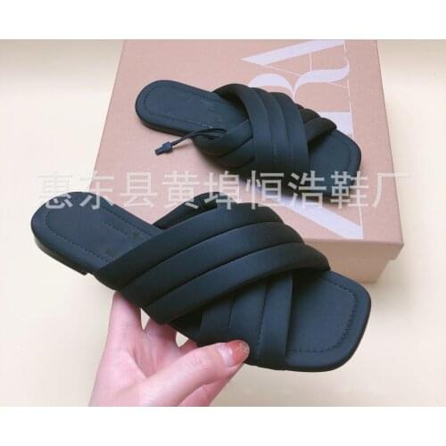 LMCAVASUN 2021 summer new womens shoes Black flat sandals