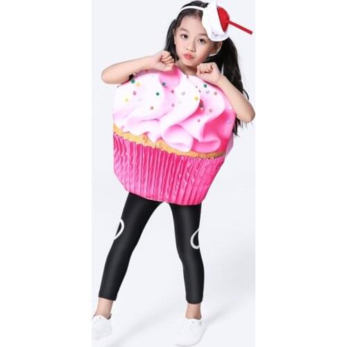 Cosplay Halloween Kids Cupcake Party Costume Fancy Dress Up Double Sided Ice Cream Costumes For Unisex Child Girls DN4286