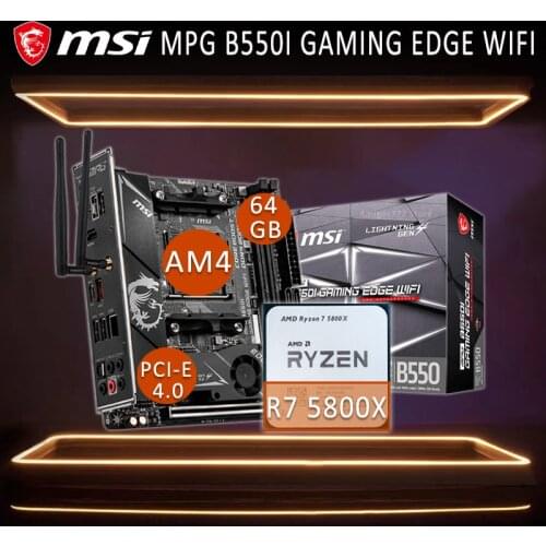 MSI MPG B550I GAMING EDGE WIFI Gaming Motherboard With AMD Ryzen 7 5800X Motherboard Cpu Bundle 3.8GHz AMD B550 Gaming Placa-mãe