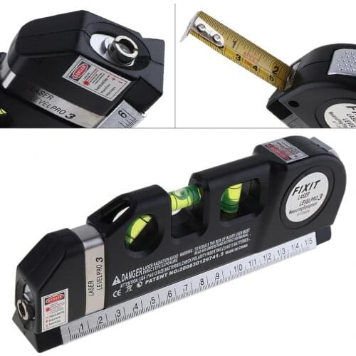 Multipurpose Ruler Horizon Vertical Measure Level Laser LV03 Aligner Bubbles Ruler Tool with Tape for Daily Life Measurement