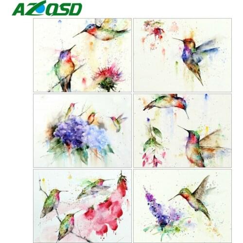 AZQSD Full Square Drill 5D Diy Diamond Painting Hummingbird Mosaic Diamond Embroidery Bird Animal Cross Stitch Kits Craft