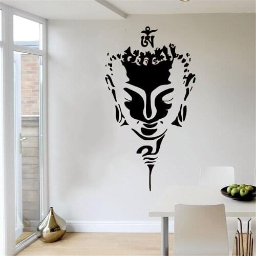 Buddha Wall Decal Sticker Face Minimalist Vector Buddhism Zen Yoga Mural Home Room Decoration ph177