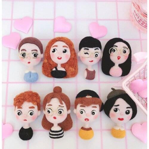 No Finished Fashion DIY Wool Needle Felt Kits Girls and Boys Lover Couples Needlework Felted Badge Material Kits Handmade Gift