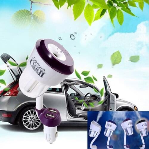 Nanum New 12V II Car Steam Humidifier with 2pc Charger USB,Air Purifier Aroma Oil Diffuser Aromatherapy Mist Maker Fogge
