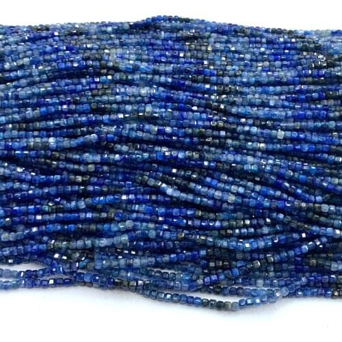 Veemake Kyanite Natural Stones Charms Gemstones DIY Necklace Bracelets Earrings Edge Cube Faceted Beads For Jewelry Making 07203