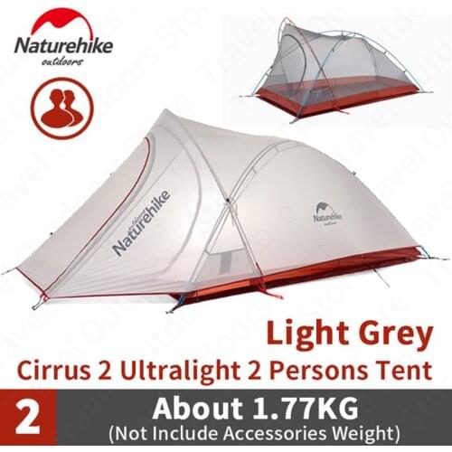 Naturehike Cirrus Fok Camping Tent 2 Persons Outdoor 20D Silicone Nylon Ultralight Large Space Camping Hiking Tent With Free Mat