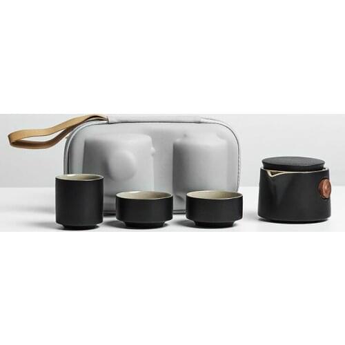 Portable travel tea set a pot of three cups kung fu tea set travel quick cup simple outdoor tea making gods