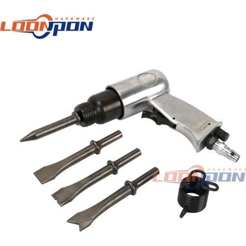 1/4" Professional Handheld Pistol Gas Shovels Air Hammer Rust Remover Pneumatic Tools with 4 Chisels