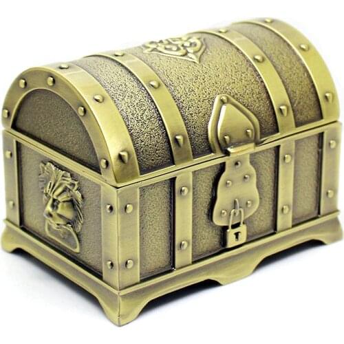 Size S 7x5x5cm Retro Treasure Chest Pirates of the Caribbean Vintage Jewelry Box Trinket Case Gift Storage Metal Box