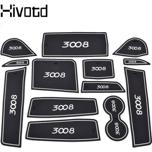 Hivotd For Peugeot 3008 3008GT 5008 2021-2018 Accessories Rubber Pad Dust Mat Mug Coasters Foot Cushion Cup Mats Gate Slot Pad