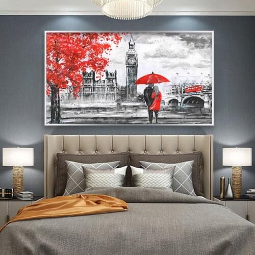 Roman Greek Oil Painting Romantic Couple Canvas Prints Modern Big Ben Flower Wall Pictures for Bedroom Love Posters Home Decor
