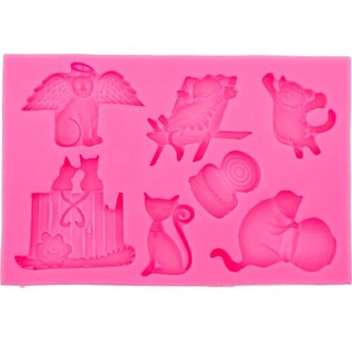 Lovely Cat and mouse 3D Silicone Mold Chocolate Fudge Mould for Cake Decorating Tools chocolate sugar art displays T0575
