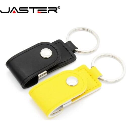 JASTER usb flash drive USB2.0 leather keychain pendrive 4GB 8GB 16GB 32GB 64GB data storage memory free shipping creative gift