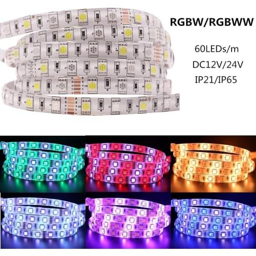 Xunata RGB 5050 LED Strip DC 12V 24V 60LEDs/m RGBW RGBWW Waterproof Flexible LED Lights Decoration For Kitchen 5m/lot