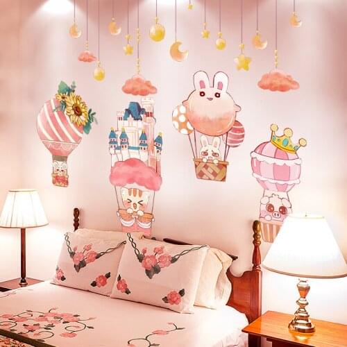 Hot Air Balloons Wall Stickers DIY Animals Wall Decals for Kids Rooms Baby Bedroom Children Nursery Home Glass Decoration