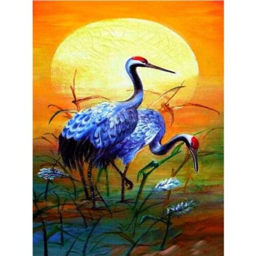 Sunset Embroidery Mosaic Birds Crane lovers Diamond Painting Kits Beads Picture Wall Paper Rhinestones Drawing Christmas Gift