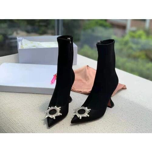 Women Shoes Begum Crystal-embellished Stretch-satin Sock Boots