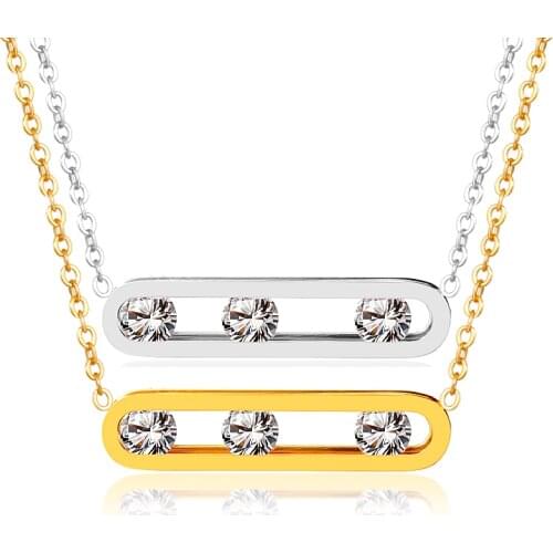 Cubic Zirconia Pendant Choker Necklace Stainless Steel Collar Clavicle Necklace For Women Bijoux Femme Collier Statement Jewelry