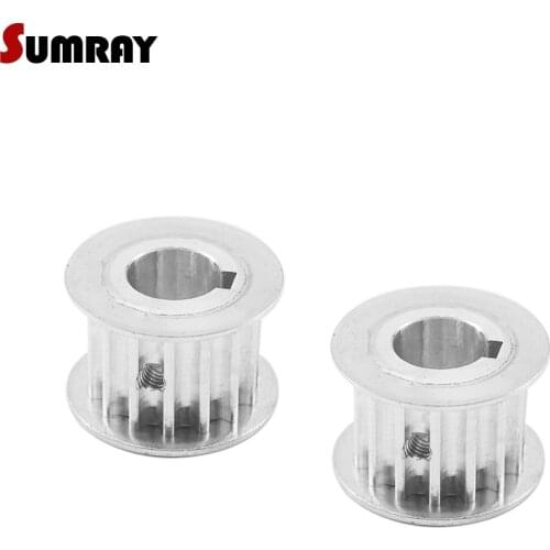 SUMRAY 5M 15T Keyway Timing Pulley 8/10/12mm bore keyway diameter 3/4mm 16/21mm width Motor Belt Pulley for CNC Machine 2PCS