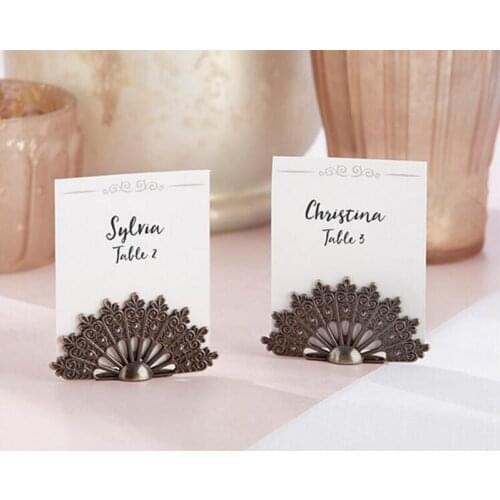 10pcs Vintage Fan Shape Name Number Table Place Card Holder For Wedding Party Anniversary Venue Decoration