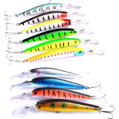 10Pcs/set 14.5cm 15g 12.5cm 13.6g Fishing Lure Minnow Hard Bait with 6 # hook Fishing Tackle Lure 3D Eyes Crankbait